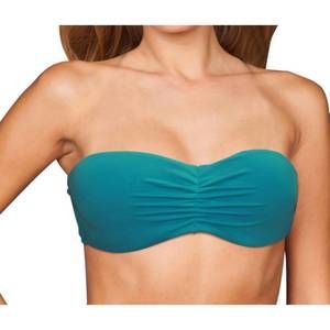 NEW ZALI center ruched bandeau bikini top in peacock